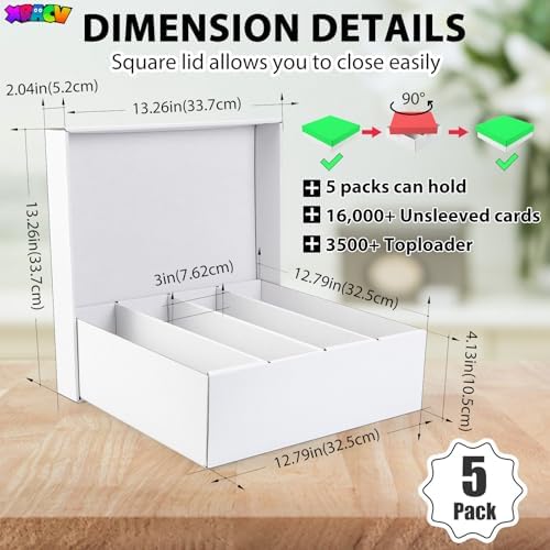 5-Pack Toploader Trading Card Storage Box, 4 Row 3200 Count Cardboard Box - Image 3