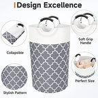 Large Laundry Basket 82L Tall Collapsible Hamper with Handles for Dorm Grey - Image 3