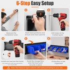 16pc Wall-Mounted Storage Organizer Set with Metal Rails Blue - Image 4