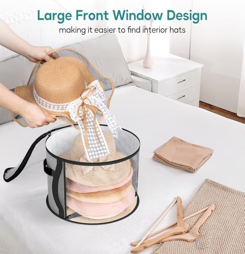 AOODA Oversized Clear Hat Storage Bag, Holds up to 7 Caps Cowboy Hat Organizer for Closet, Wide Brims Hat Case with Carrying Handles (Grey) (Pack of 2) - Image 4