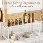 Extendable Metal Wire Shelf Organizer - Adjustable 15-24.4in Length, Stackable Storage Rack for Kitchen/Pantry/Bathroom/Shoe Cabinet/Tool Closet (4, White) - Image 6