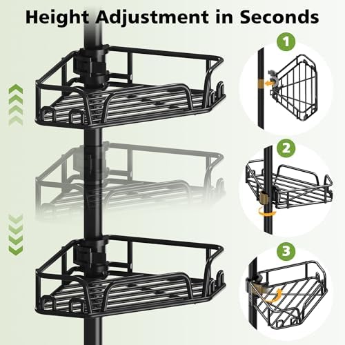 DAOYA Shower Caddy Tension Pole Shower Organizer Tension Rod with Towel Bar - Image 2