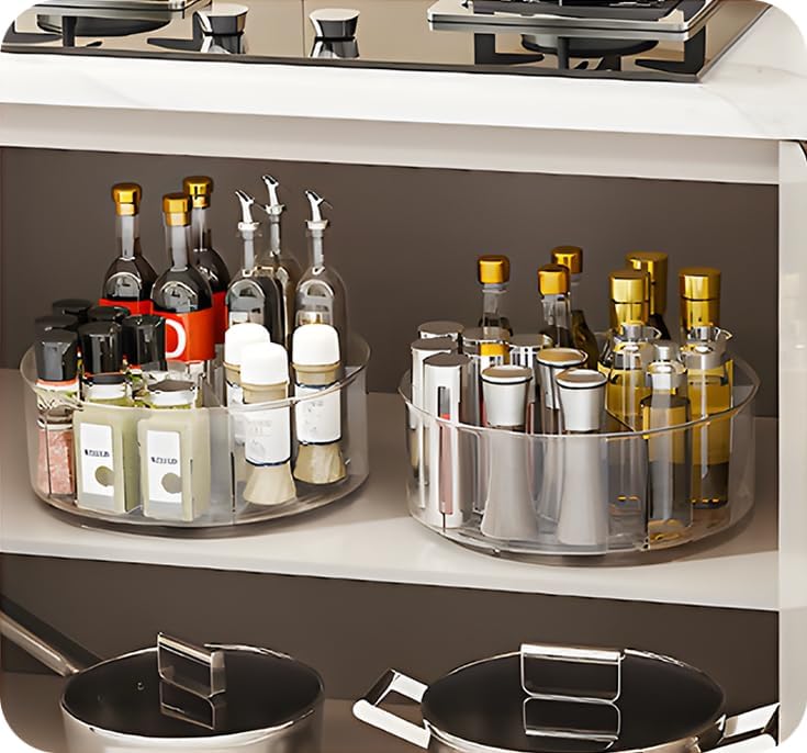 360° Rotating Makeup Organizer 11.5" Clear Turntable Lazy Susan Organizer for Vanity, Bathroom Counter, Pantry, Cabinet, Spinning Cosmetic Storage Holder with 5 Dividers for Skincare, Makeup Brushes - Image 6