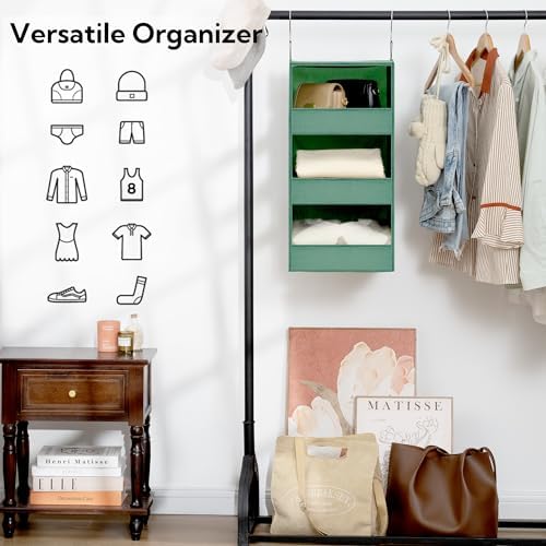 GRANNY SAYS 3-Shelf Hanging Closet Organizer, Foldable Storage, Dark Green | 33 lb Capacity, No-Sag Support, Keeps Clothes Neat, Folds Flat, Fits RV, Dorm & Small Closets - Image 4