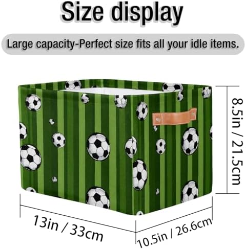 Football Green Storage Basket Toy Storage Bins Collapsible Cube Organizer - Image 4