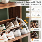 Nicetree Shoe Storage Cabinet for Entryway - 4 Flip Drawers Shoe Cabinet with Tiered Fluted Design - Slim Shoe Storage Rack with Gold Legs - Narrow Shoe Cabinet Hidden Shoe Organizer for Small Spaces - Image 5