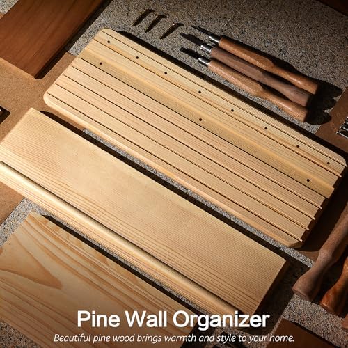 Rebee Vision Key Holder Wall Mount with Shelf for Home Decor, Natural Wood - Image 6