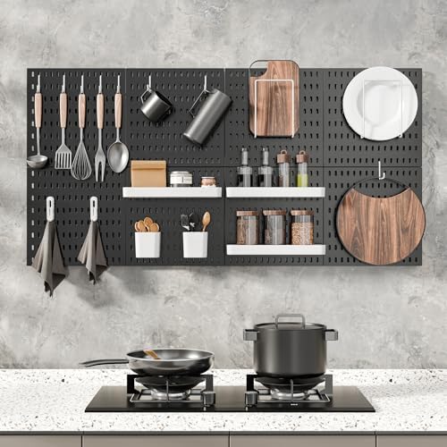 MULSAME Pegboard Combination Kit, 25.2" x 25.2" Wall Mounted Storage Set with 4 Pegboards & 20 Accessories Hanging, Peg Boards Organizer - Image 3
