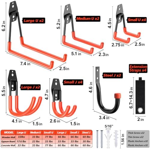 MKRUI 20-Pack Garage Hooks for Storage & Hanging Items, Save Space - Image 2