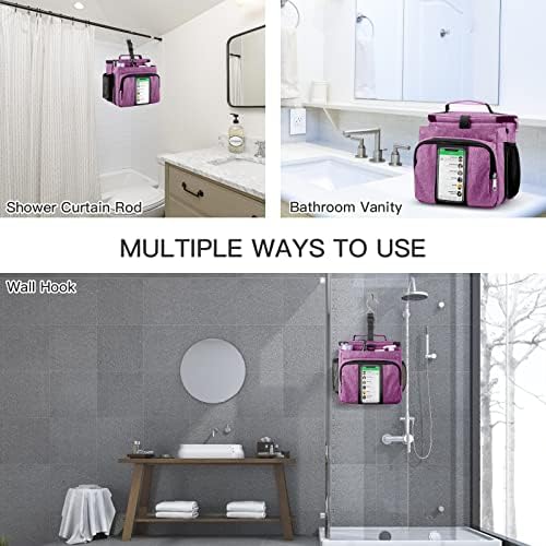 Bukere Portable Shower Caddy College Dorm Room Essential, Shower Caddy Tote Bag for Student, Girl, Women, Separate Compartment, Large Capacity, Quick Dry Mesh Base for Travel, Gym, Camp, Purple - Image 6
