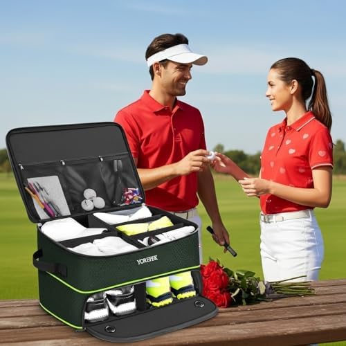YOREPEK Golf Gifts for Men, 2 Layer Golf Trunk Organizer for 2 Pair Shoes - Image 2