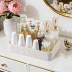 Desk Organizer Tray, PU Leather Nightstand Organizer, Ivory Medium - Image 3