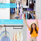 DUCOO Space Saving Hangers 10 Pack, Heavy Duty Magic Cascading Hanger Organizer with 5 Enclosed Anti-Slip Holes, Closet Organizers and Storage for Clothes, College Dorm Room Essentials, Black - Image 2