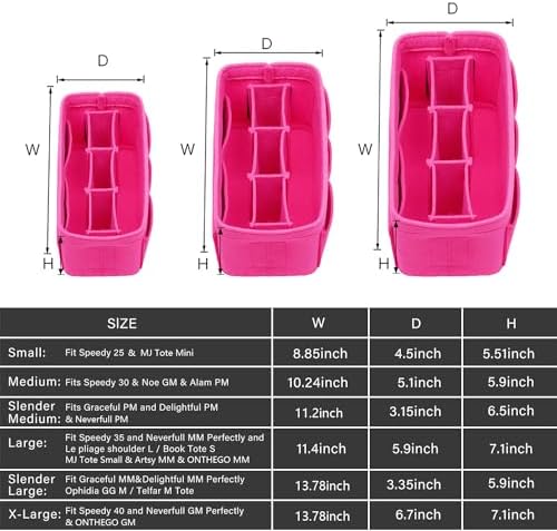 ZTUJO Purse Organizer Insert, Felt Bag Organizer For Handbag Purse Organizer,13 Colors, 6 Size (X-Large, Rose) - Image 2