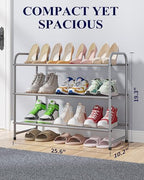 Kitsure Shoe Rack - Stainless Steel Shoe Organizer, Sturdy Shoe Rack for Closet and Front Door Entrance, Free Standing Shoe Shelf, Closet Organizers and Storage, 25.6" Wide - 3 Tier, Grey | Sturdy Shoe Rack for Closet and Entryway, Free Standing Shoe S... - Image 2
