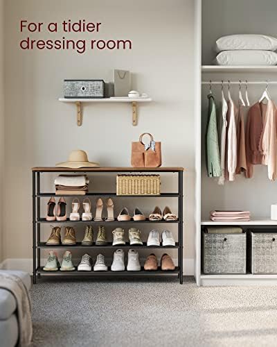 VASAGLE 5-Tier Shoe Rack, 20-24 Pairs, Steel Frame - Image 4