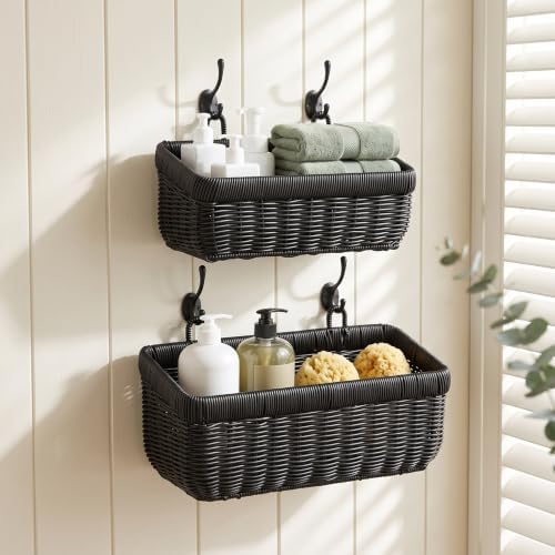 Wicker-Style Hanging Baskets, Plastic Basket for Kitchen Fruit Vegetable Organizing - Image 4