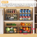 2 Pack Stackable Wire Baskets with Bamboo Top,Pantry Organizers Counter - Image 4