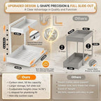 Under Sink Organizer, Bathroom Counter Organizer, 2 Packs 2-Tier Metal, Under Cabinet Storage, Makeup Storage, Adjustable Height & Slide-Out Drawer for Kitchen Bathroom, White - Image 4