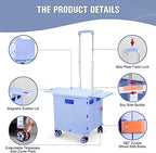 Foldable Utility Cart Folding Portable Rolling Crate with Magnetic Extended Lid,360°Rotate Wheels,176LBS Load Capacity,Heavy Duty Durable Dolly Cart for Teacher Tourist Shopping Office Outdoor - Image 4