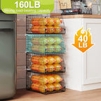 Jakyitvi 4 Pack XXL Stackable Wire Storage Basket, Extra Large Capacity Pantry Organizer and Storage, Muti-Purpose for Fruit Vegetable Basket & Toy Bin & Snack Organizer - Image 3