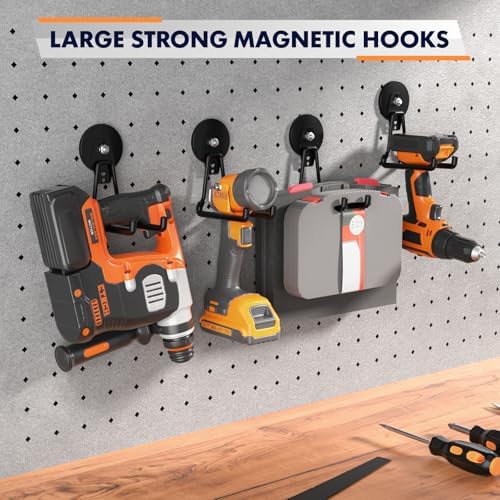 Upgraded Magnetic Garage Hooks, 3-Pack Large Rubber-Coated Utility Hooks for Power Tools, Hoses and Garden Tools, No-Drill Storage for Metal Cabinets and Workshops - Image 2