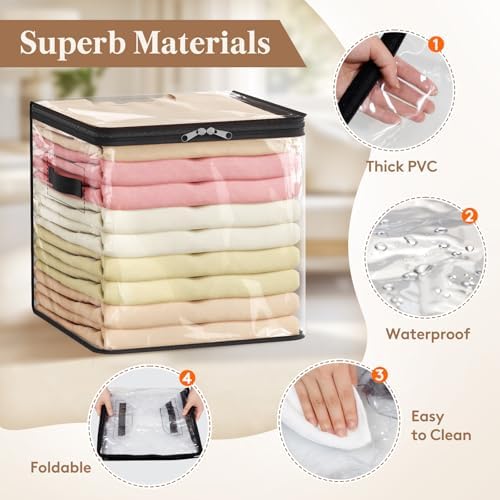 Lifewit 6 Pack Clear Clothes Storage Bags, Sweater Storage with Zipper, 36L - Image 3