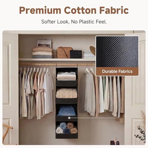 StorageWorks Basics Hanging Closet Organizer, Foldable Storage Organizer | 4-Shelf Wide Trapezoid Closet Shelves with Reinforced Anti-Sagging Support for Sweaters, Hoodies and Handbags, Black - Image 5