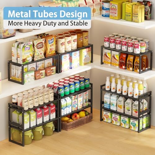 2 Pack Expandable Kitchen Cabinet Shelves Organizer,Heavy Duty Metal Shelving Units and Storage,Stackable Adjustable Kitchen Storage Organization Shelves Rack for Counter Cupboard Pantry,Length:20.5" - Image 5