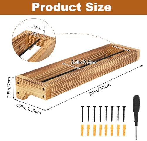 Nisorpa 20 Inch Rustic Burnt Wood Hanging Shoe Rack, Set of 4 - Image 2