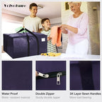 VELVETSURE Heavy Duty Extra Large Moving Bags W/Backpack Straps - Strong Handles & Zippers, Storage Totes For Space Saving, Fold Flat, Alternative to Moving Box and Storage Bin (Set of 6, Blue) - Image 3