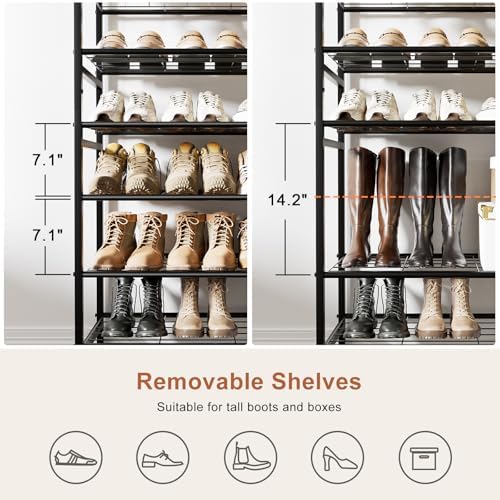 12 Tier Metal Shoe Rack with Wood Top, 40-48 Pairs - Image 5