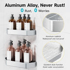 Veken Aluminum Corner Shower Caddy 4-Pack, Never Rust&Large Capacity,Silver - Image 2