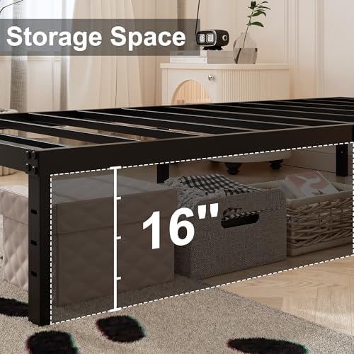 Maenizi 18 Inch Twin XL Bed Frames with Fabric Cover, Heavy Duty Metal Twin XL Platform Bed Frame, No Box Spring Needed, Support Up to 2500 lbs, Easy Assembly, Noise Free, Black - Image 4