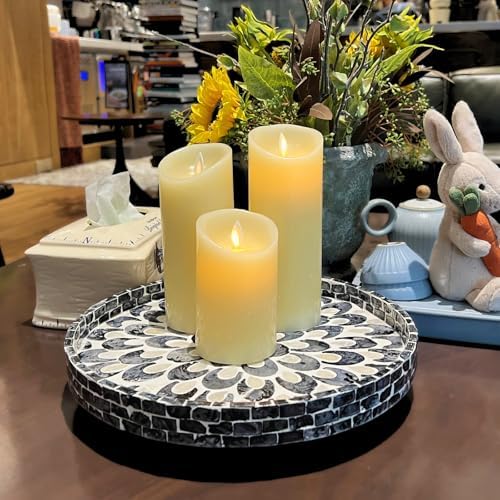 12.5" Lazy Susan for Table Top – Mother of Pearl Spinning Turntable Serving Tray, Marble Lazy Susan Organizer for Dining Table Centerpiece, Kitchen Island Decor, Bathroom Counter, Outdoor Use (Blue) - Image 2