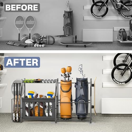 WALMANN Garage Sports Equipment Organizer, Balls and Golf Bags Stand - Image 7