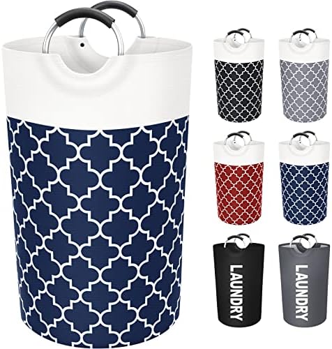 Large Laundry Basket 82L Tall Collapsible Hamper with Handles for Dorm Blue by Fabspace