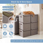 Bagnizer Large 42 Quarts Fabric Storage Bins with Lids [2-Pack] Linen Collapsible Foldable Storage Cubes, Closet Organizer Containers boxes with Handles for Home Office (16.7 x 12 x 12, Gray) - Image 5