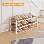 Bamboo Shoe Rack Organizer for Closet and Entryway-Space-Saving Narrow Shoe Stand-Versatile Shoe Holder for Door or Closet Shelf,Garage Bedroom can Freely Stack DIY Small Shoe Racks 2Tier Mixed color - Image 2