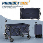 Wagons Carts Foldable,Collapsible Wagon with Wheels,450LBS Heavy Duty Beach Wagon Cart,Lightweight Portable Folding Utility Wagon Cart with Cup Holders for Camping, Garden, Sports, Grocery pcs (Blue) - Image 2