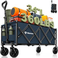 HIKEMOON 34'' Extra Long Folding Portable Wagon Cart, 120L 360LBS Blue by Unknown
