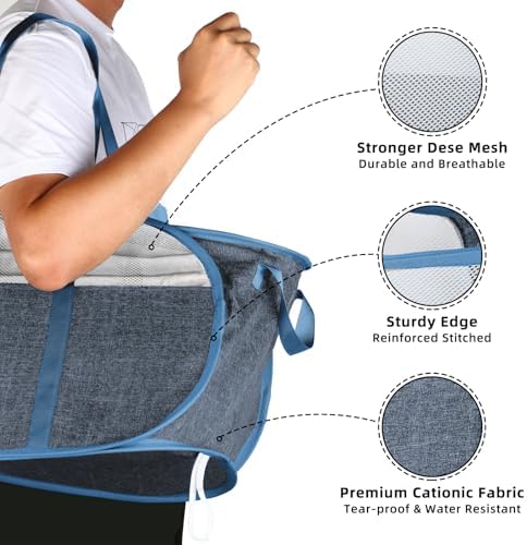 100L Collapsible Laundry Baskets, Tear Proof Pop Up Laundry Hamper with Dual Handles, Large Foldable Laundry Basket, Easy to Carry Laundry Hamper for Home, Laundry Room, Bedroom, Dorm, Travel Blue - Image 6