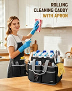 Ytonet Rolling Cleaning Caddy Bag with Apron, Cleaning Caddy with 4 Wheels - Image 3