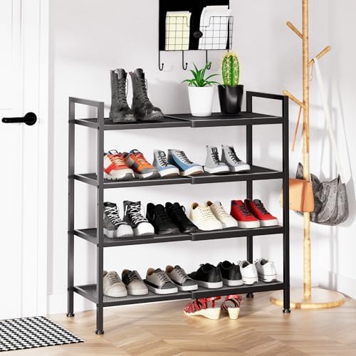 Expandable Shoe Rack for Closet, Entryway, Shoe Storage, 4-Tier, Black - Image 6