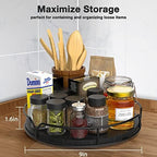 Lazy Susan Turntable Organizer with Anti-Slip Mat for Cabinet Pantry Kitchen Countertop Refrigerator Office, Pine Wood, 10", Black - Image 4