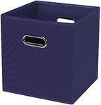 Black Foldable Storage Cubes Bins , Fabric Storage Box Cubes Organizer Baskets with Dual Handles for Home Organizer (Navy Blue) by HEAYEEG