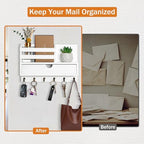 dreampossible Key and Mail Holder for Wall, Mail Organizer Wall Mount with 6 Hooks and Storage Drawer, Wooden Key Rack Hanger with Shelf for Entryway and Home Decor - Image 4