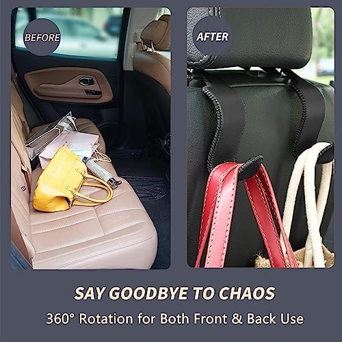 4-Pack Car Headrest Hooks Holds 55lbs Seat Storage Organizer for Bags - Image 4