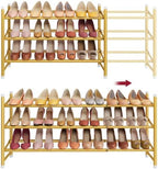 Tajsoon Expandable Shoe Rack for Closet 3 Tier, 28“-41“Stackable, Gold by Tajsoon
