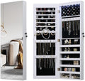 LED Jewelry Cabinet Armoire Organizer,Wall/Door Mount Jewelry Organizer and Storage with Full-Length Mirror Hanging Jewelry Organizer Full Length Mirror with Storage Large Capacity White by MASMIRE
